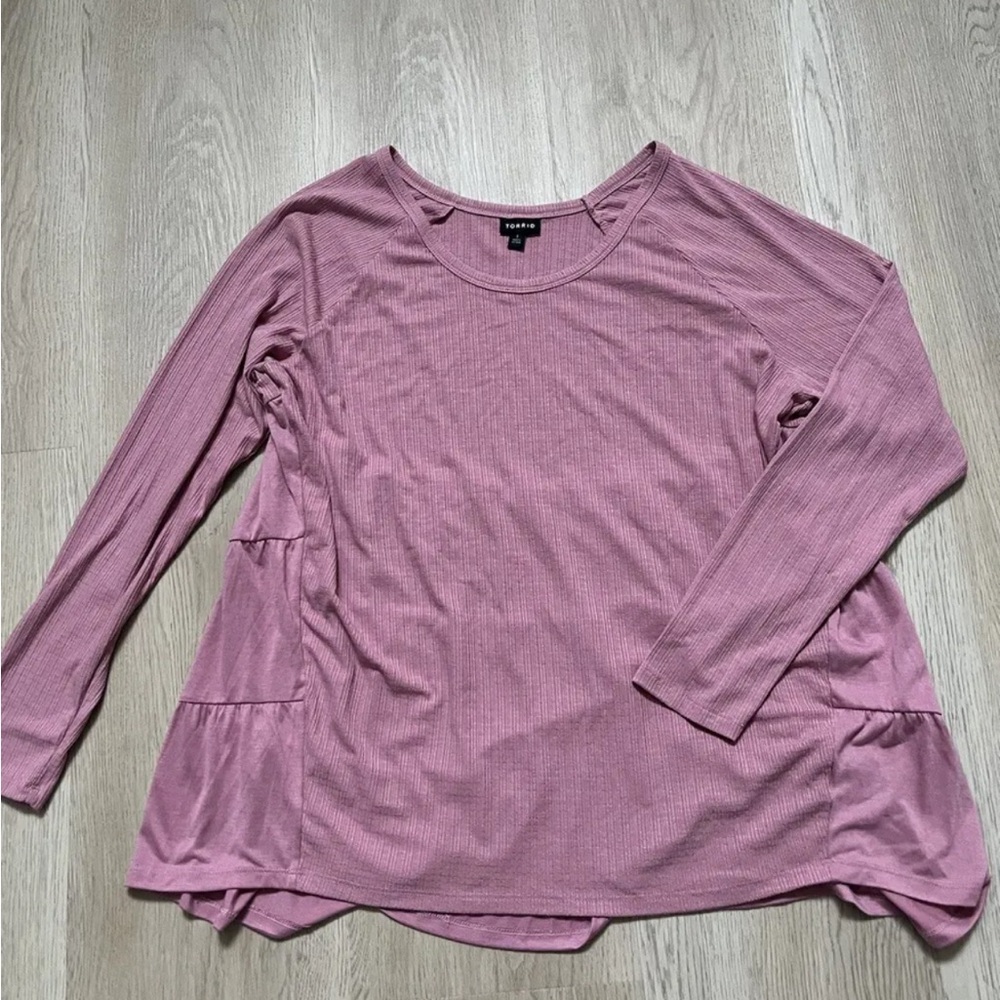 Torrid Hi Low Long Sleeve T- Shirt Top, Pink, 1, 14/16 NWOT